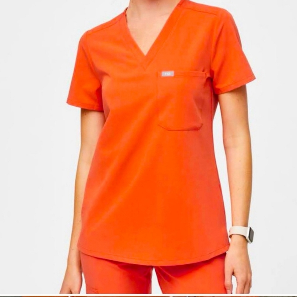 Figs Sunset Orange Casma Top XL Livingston Pants XXL